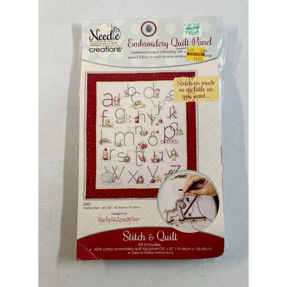 Stitch & Quilt ABC Panel Hand Embroidery As Much As You Like 100% Cotton 36×42"